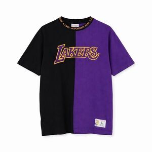 Mitchell & Ness Los Angeles Lakers Colorblock T-Shirt L Purple Black